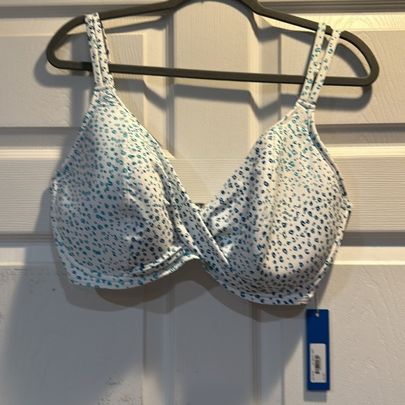 White and Blue Balconette Bikini with Nautical Dots - Picture 3 of 12